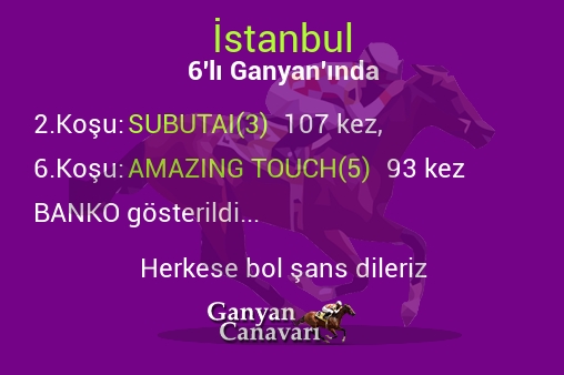 İstanbul Altılı Ganyanında; Bankolar belli oldu.