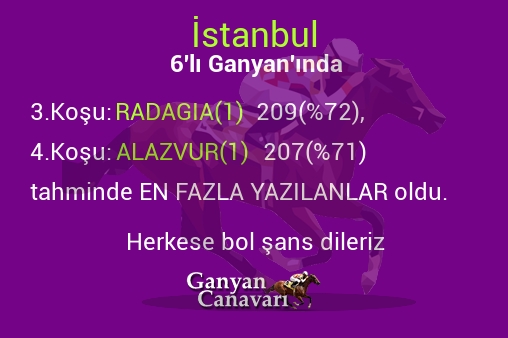 İstanbul Altılı Ganyanında; En fazla yazılanlar belli oldu