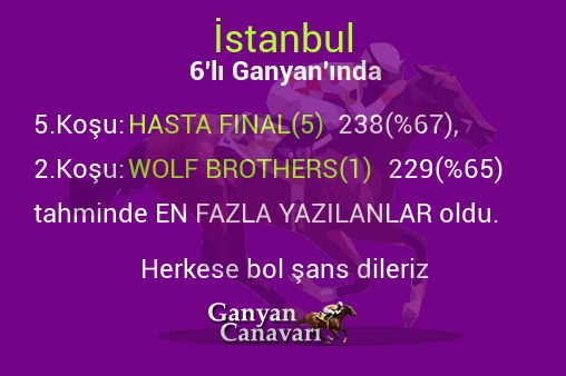 İstanbul Altılı Ganyanında; En fazla yazılanlar belli oldu