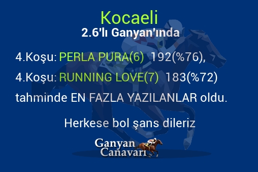 Kocaeli 2.Altılı Ganyanında; En fazla yazılanlar belli oldu
