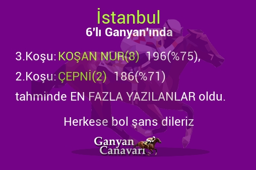 İstanbul Altılı Ganyanında; En fazla yazılanlar belli oldu