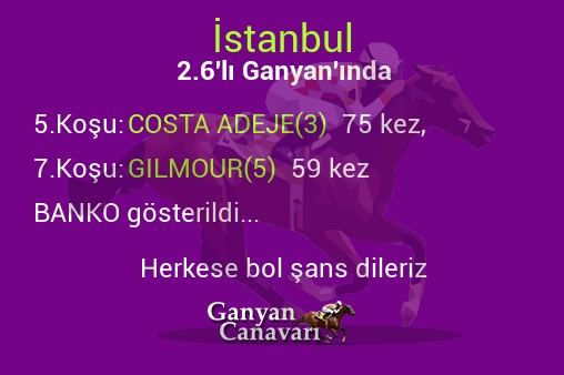İstanbul 2.Altılı Ganyanında; Bankolar belli oldu.