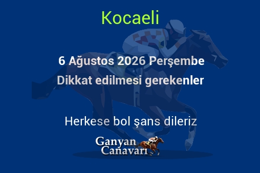 6 Ağustos 2026 Perşembe Kocaeli yarışlarında dikkat edilmesi gerekenler