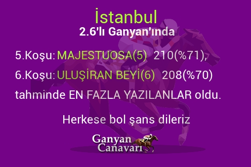 İstanbul 2.Altılı Ganyanında; En fazla yazılanlar belli oldu