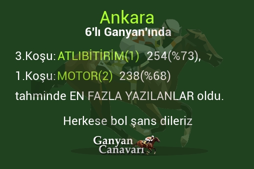 Ankara Altılı Ganyanında; En fazla yazılanlar belli oldu