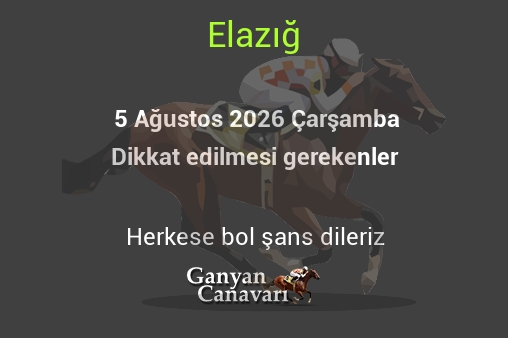 5 Ağustos 2026 Çarşamba Elazığ yarışlarında dikkat edilmesi gerekenler
