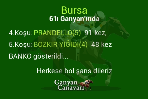 Bursa Altılı Ganyanında; Bankolar belli oldu.