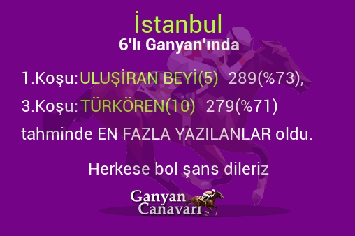 İstanbul Altılı Ganyanında; En fazla yazılanlar belli oldu