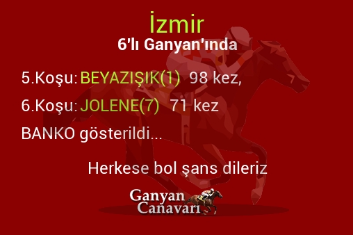 İzmir Altılı Ganyanında; Bankolar belli oldu.