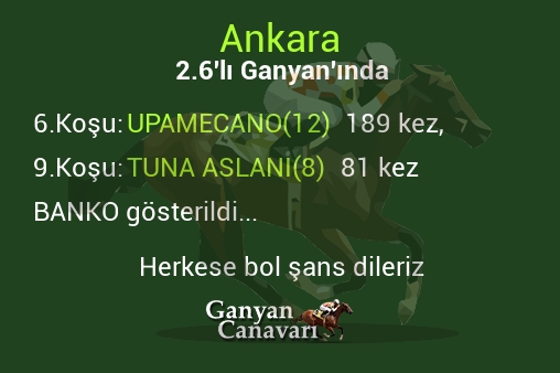 Ankara 2.Altılı Ganyanında; Bankolar belli oldu.