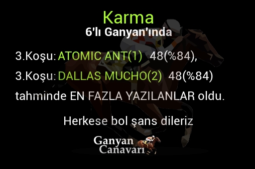 Karma Altılı Ganyanında; En fazla yazılanlar belli oldu
