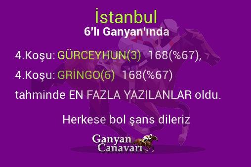 İstanbul Altılı Ganyanında; En fazla yazılanlar belli oldu