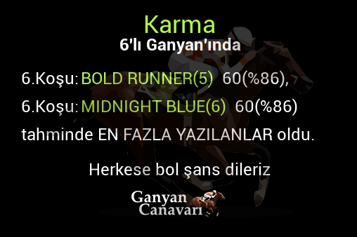 Karma Altılı Ganyanında; En fazla yazılanlar belli oldu