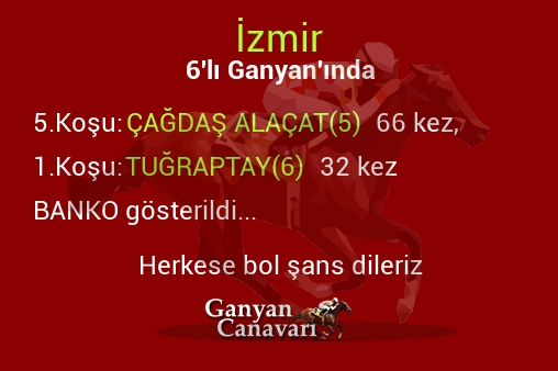 İzmir Altılı Ganyanında; Bankolar belli oldu.
