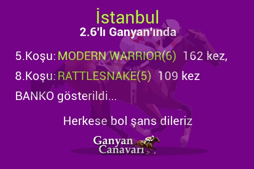 İstanbul 2.Altılı Ganyanında; Bankolar belli oldu.