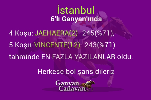 İstanbul Altılı Ganyanında; En fazla yazılanlar belli oldu