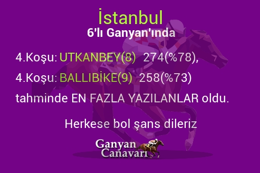 İstanbul Altılı Ganyanında; En fazla yazılanlar belli oldu