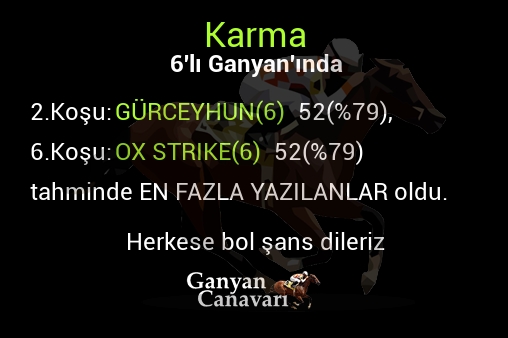 Karma Altılı Ganyanında; En fazla yazılanlar belli oldu