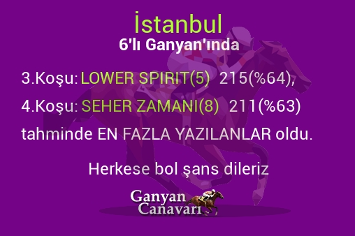 İstanbul Altılı Ganyanında; En fazla yazılanlar belli oldu