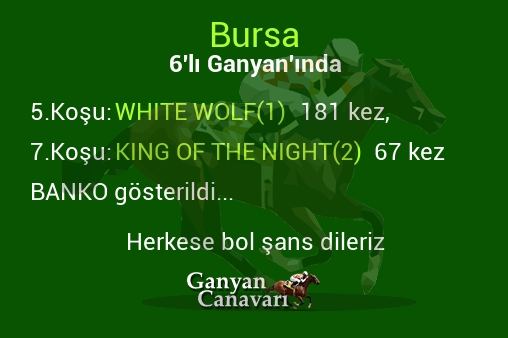 Bursa Altılı Ganyanında; Bankolar belli oldu.