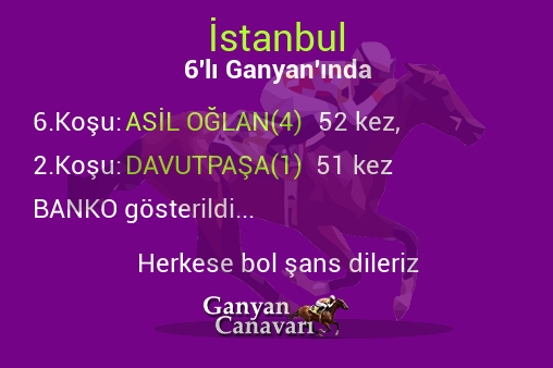 İstanbul Altılı Ganyanında; Bankolar belli oldu.