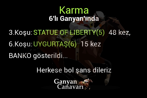 Karma Altılı Ganyanında; Bankolar belli oldu.