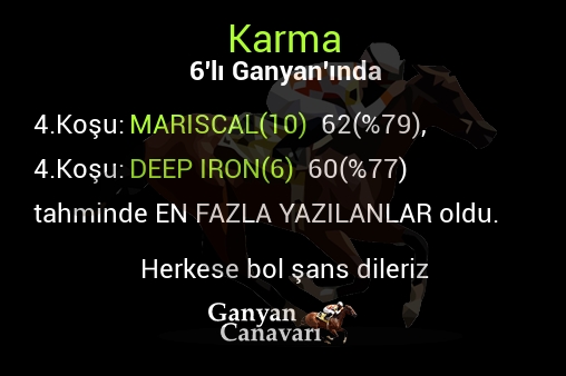 Karma Altılı Ganyanında; En fazla yazılanlar belli oldu