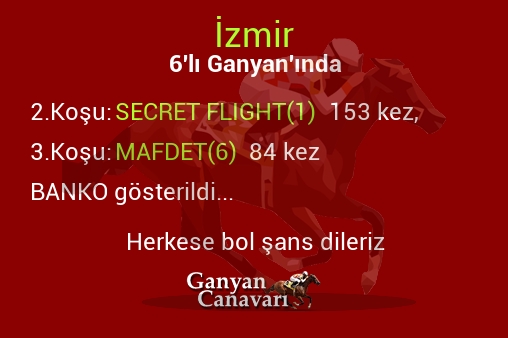İzmir Altılı Ganyanında; Bankolar belli oldu.