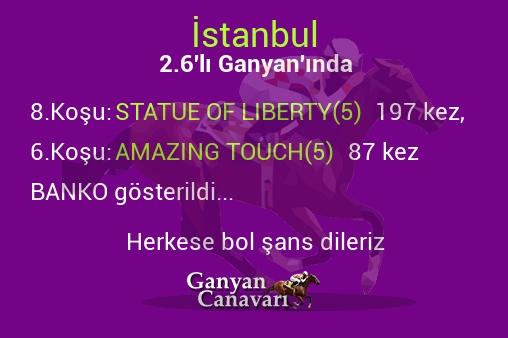 İstanbul 2.Altılı Ganyanında; Bankolar belli oldu.