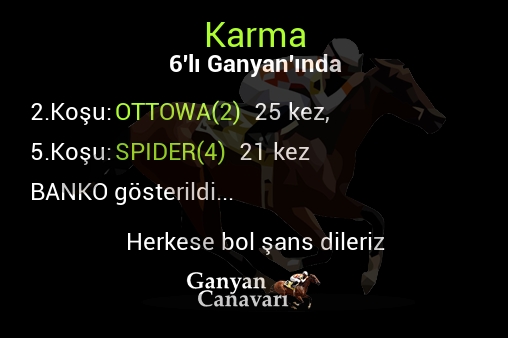 Karma Altılı Ganyanında; Bankolar belli oldu.