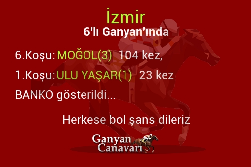 İzmir Altılı Ganyanında; Bankolar belli oldu.