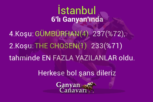 İstanbul Altılı Ganyanında; En fazla yazılanlar belli oldu