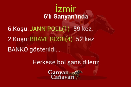 İzmir Altılı Ganyanında; Bankolar belli oldu.