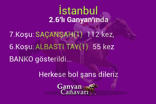 İstanbul 2.Altılı Ganyanında; Bankolar belli oldu.