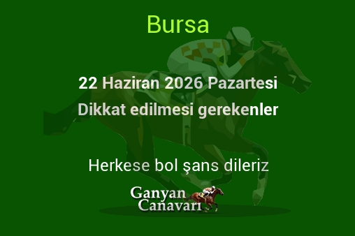 22 Haziran 2026 Pazartesi Bursa yarışlarında dikkat edilmesi gerekenler