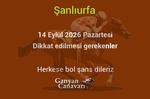 14 Eylül 2026 Pazartesi Şanlıurfa yarışlarında dikkat edilmesi gerekenler