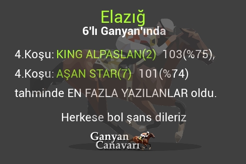 Elazığ Altılı Ganyanında; En fazla yazılanlar belli oldu