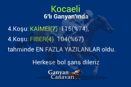 Kocaeli Altılı Ganyanında; En fazla yazılanlar belli oldu