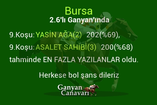 Bursa 2.Altılı Ganyanında; En fazla yazılanlar belli oldu