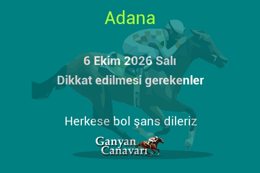 6 Ekim 2026 Salı Adana yarışlarında dikkat edilmesi gerekenler