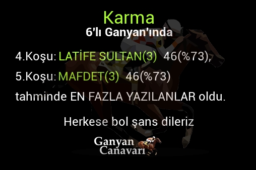 Karma Altılı Ganyanında; En fazla yazılanlar belli oldu