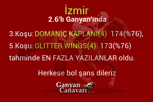 İzmir 2.Altılı Ganyanında; En fazla yazılanlar belli oldu