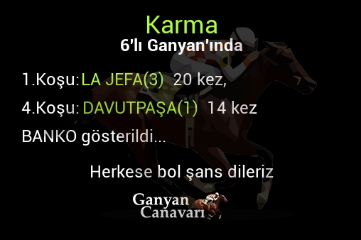 Karma Altılı Ganyanında; Bankolar belli oldu.