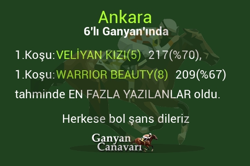 Ankara Altılı Ganyanında; En fazla yazılanlar belli oldu