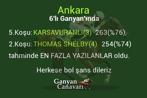 Ankara Altılı Ganyanında; En fazla yazılanlar belli oldu
