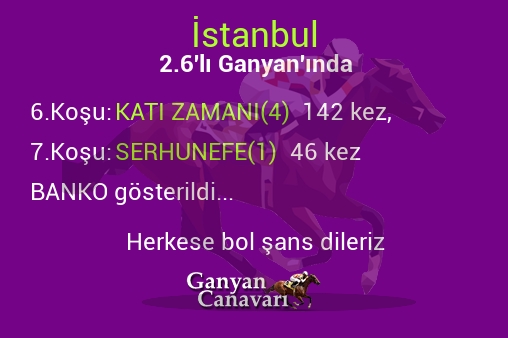İstanbul 2.Altılı Ganyanında; Bankolar belli oldu.