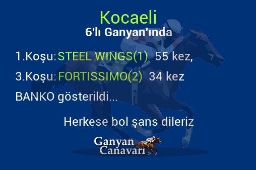 Kocaeli Altılı Ganyanında; Bankolar belli oldu.