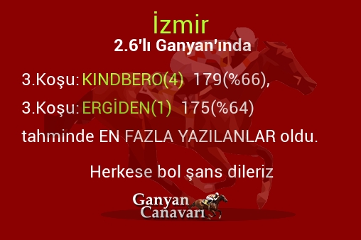 İzmir 2.Altılı Ganyanında; En fazla yazılanlar belli oldu