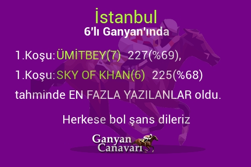 İstanbul Altılı Ganyanında; En fazla yazılanlar belli oldu