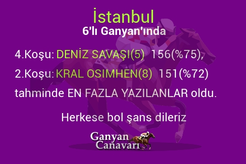 İstanbul Altılı Ganyanında; En fazla yazılanlar belli oldu
